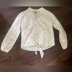 Universal Thread Long Sleeve Yellow Striped Blouse-M